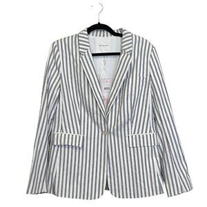 Avec Les Filles Women's Striped Blazer Jacket Nautical Office NWT Large